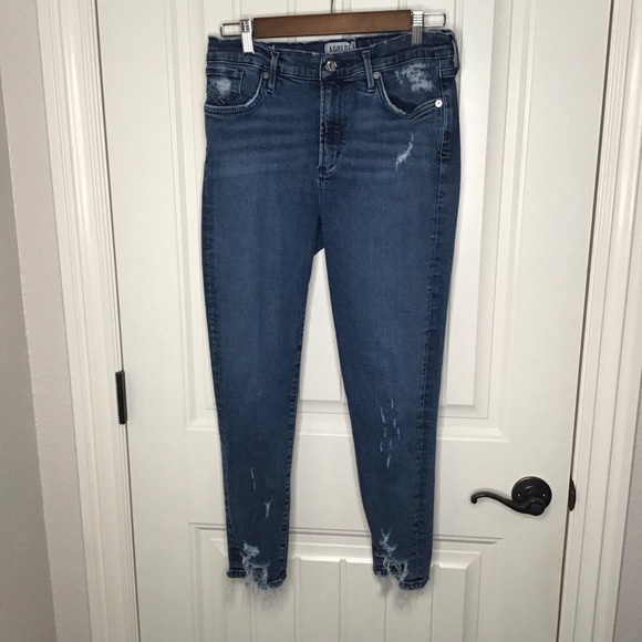 AGOLDE Sophie Distressed High Rise Crop Skinny Jeans Size 31. - Picture 3 of 11